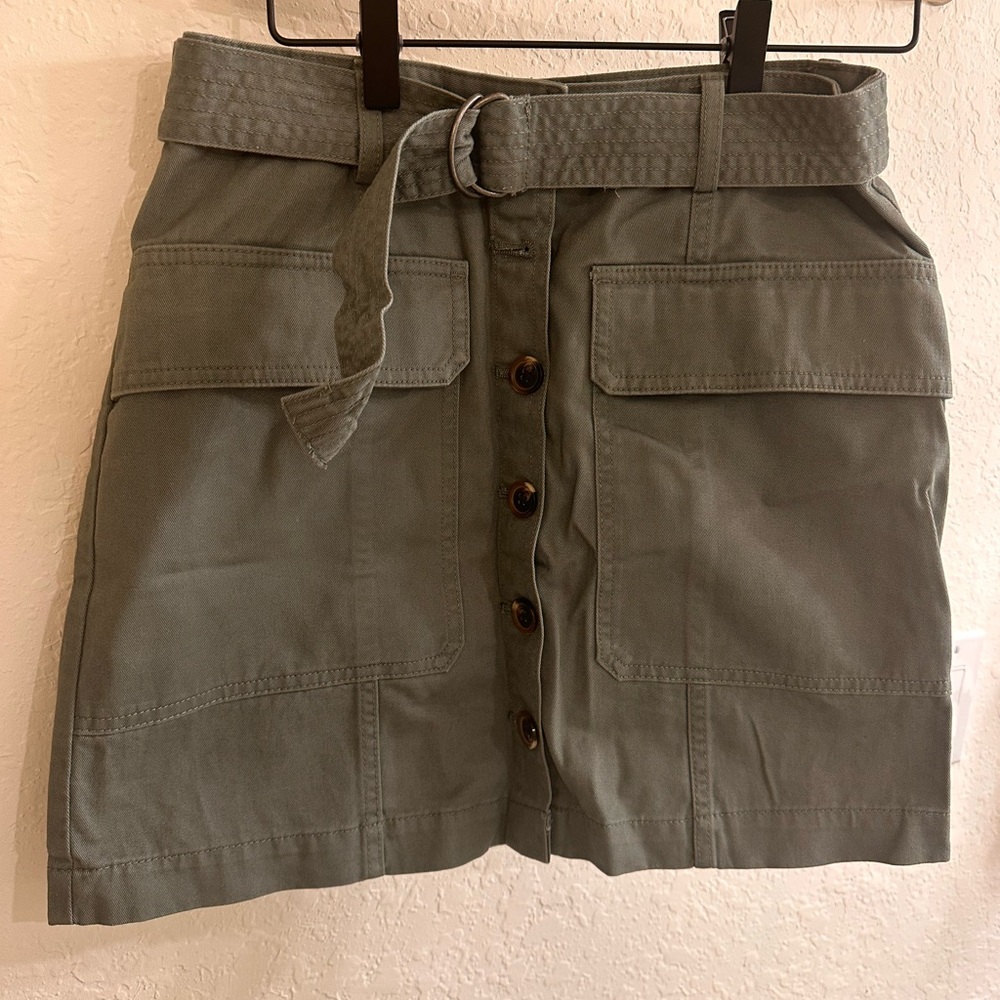 H&M Khaki Button-Down Mini Skirt